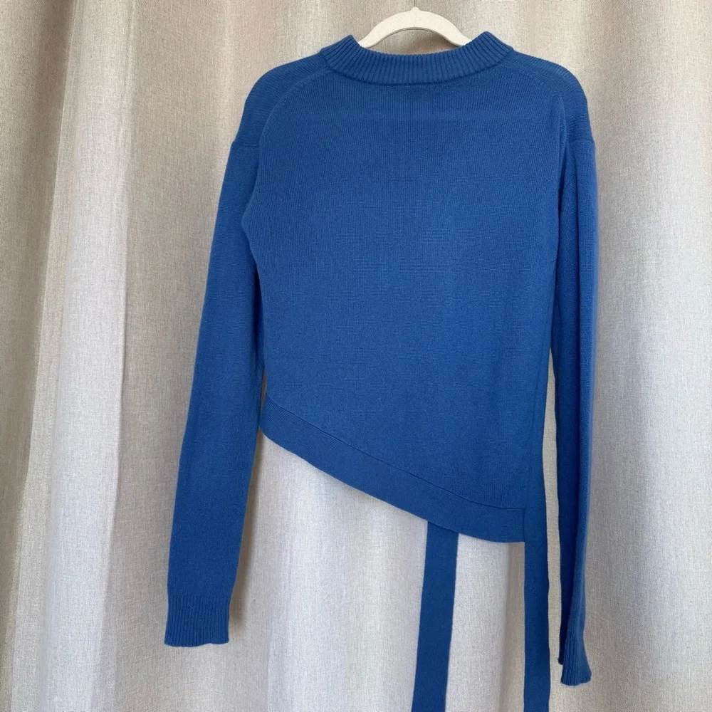 Tibi Cashmere Blue Long Sleeve Asymmetric Crewneck Sweater XS